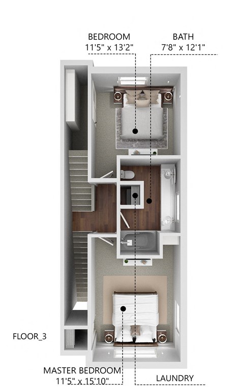 Floor plan for 2 beds, 1.5 baths, 1649 sqft